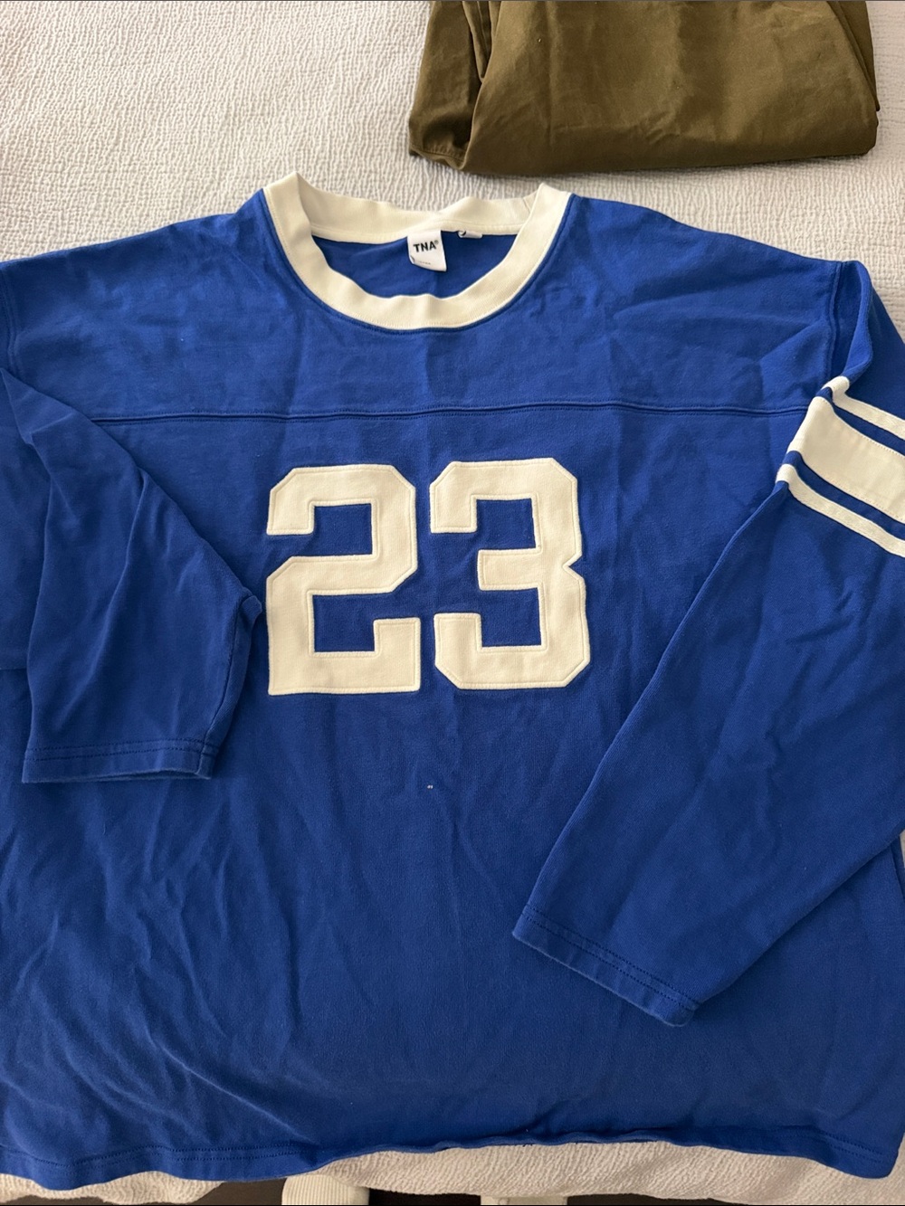 Aritzia Royal Blue Long Sleeve Tee with White Trim & Number 23